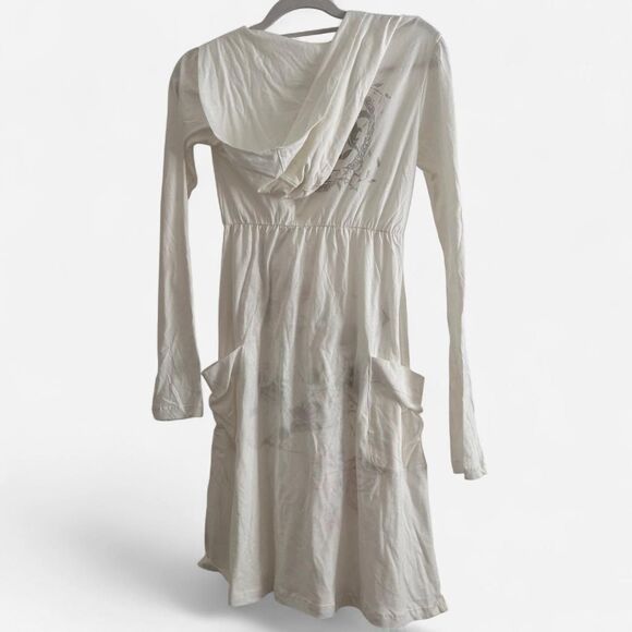 Vintage Y2K Key Closet White Koala Graphic Tunic Dress Hooded small - Picture 6 of 6